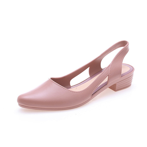 Women's Fashionable Casual Flat Slip-On Plastic Glitter Sandals with Open Toe, Korean Style, Outer Worn Jelly Beach Slippers