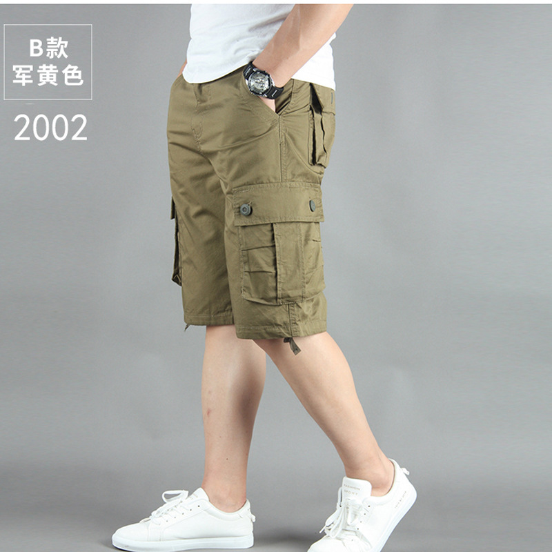 Verano nuevo multi-Bolsillo pantalones cortos de ropa de trabajo casual de los hombres sueltos pantalones cortos de algodón de los hombres quinto pantalones de moda