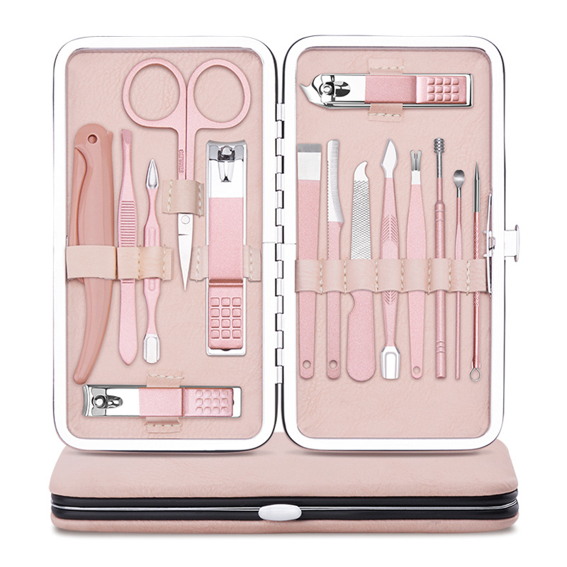 Golden manicure tools set stainless steel for manicure contains rose…