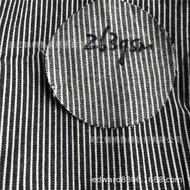 色织条子牛仔提花布绞综纱罗水洗衬衫布双经单纬牛津纺条子现货