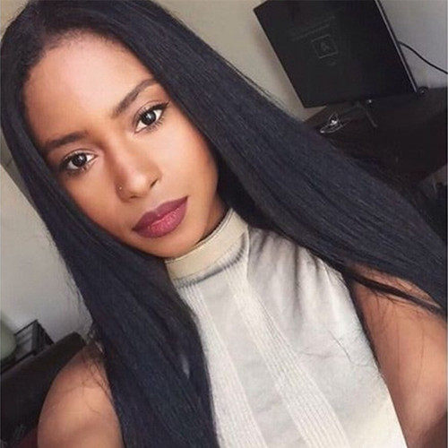 Amazon hair supply fake hair black straight hair African cross-border foreign trade fashion acrylic hair cap for women factory wholesale