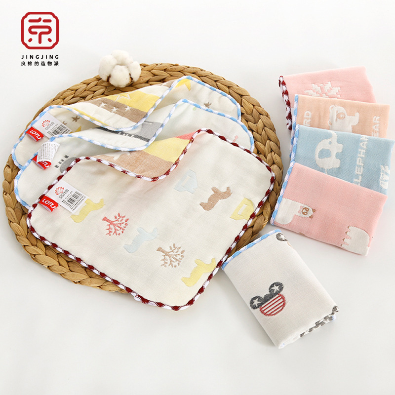 Jingjing Towel Wholesale 100% Cotton Gauze Square Towel Baby Handkerchief Baby Saliva Towel 25*25 Towel