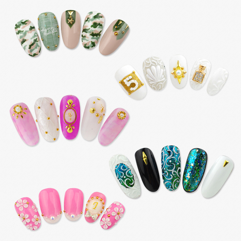 2021 Nueva joyería de uñas nuevo traje de remache en forma especial aleación parche de metal bolsa de seis rejillas joyería de uñas