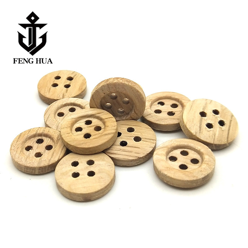 Wooden Buttons Round Four-Hole Wooden Buttons Retro Wood Color Shirt Cardigan T-Shirt Buttons 13mm Buttons