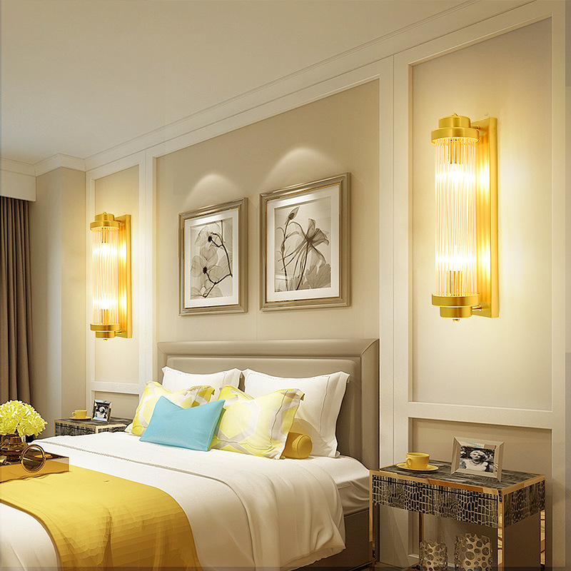 Luz posmoderna lámpara de pared de lujo sala de estar dormitorio lámpara de noche TV pared de fondo pasillo Lámpara decorativa de cristal lámpara de pared personalizada