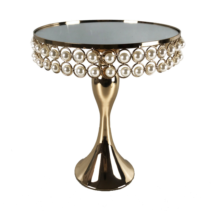 Estilo europeo de metal soporte de la torta de la boda decoración Copa placa de la torta espejo bandeja de mesa de postre de hierro decoración soporte de exhibición