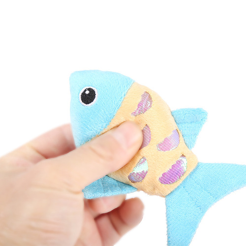 Pet Cat Toys Catnip Ring Paper Plush Toys Colorful Cartoon Fish Pet Supplies Cat Toys Wholesale