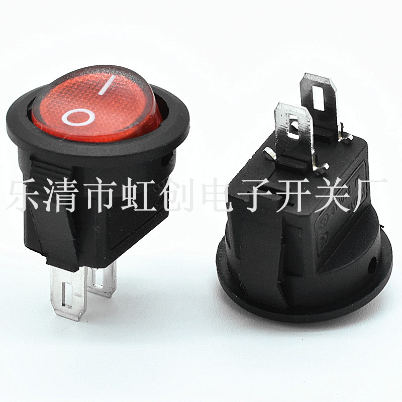 特小圆 船形开关 透明红盖 KCD11 3A 250VAC 6A 125VAC 两脚两档