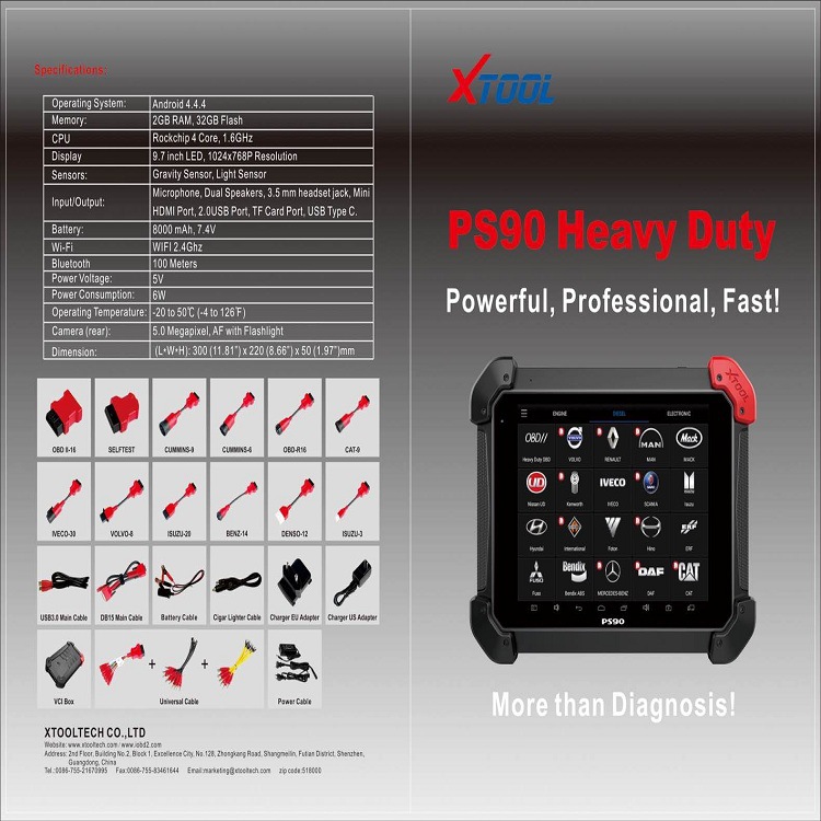 朗仁检测仪PS90HD 海外英文版柴油重卡电脑检测仪ECU刷写标定屏蔽