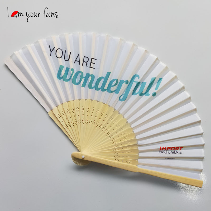 Abanico Publicitario Personalizado de 21 cm para Mujer, Abanico de Tela de una Sola Cara, Abanico Plegable Japonés, Abanico de Bambú al por Mayor