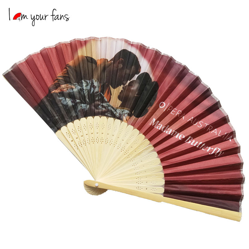 Abanico Publicitario Personalizado de 21 cm para Mujer, Abanico de Tela de una Sola Cara, Abanico Plegable Japonés, Abanico de Bambú al por Mayor