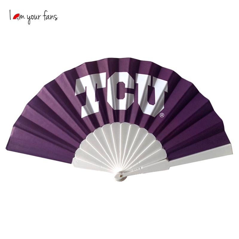 Abanico plegable de plástico de 23 cm con diseño de hueso, regalo publicitario, superficie de tela, impresión de logotipo en papel, regalo empresarial