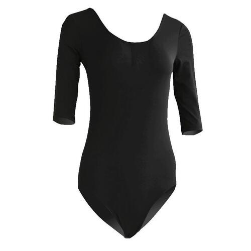 Ballet one-piece mid-sleeve body etiquette suit top black cotton one-piece dance practice suit training Chinese dance