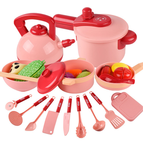 Cross-border supply children's new simulated play house kitchen toys girls' simulated cooking tableware sets wholesale