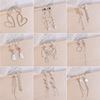 Long universal silver needle, earrings from pearl with tassels, bright catchy style, silver 925 sample
