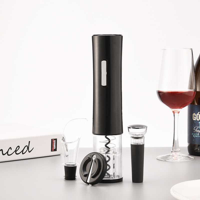 Fábrica imprimible árbol de Navidad patrón de ahorro de mano de obra 4-en-1 vino pourer vacío tapón eléctrico botella de vino abridor traje caja de regalo