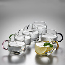 ins高硼硅彩色手柄透明家用客厅喝水泡茶咖啡杯子简约单层玻璃杯