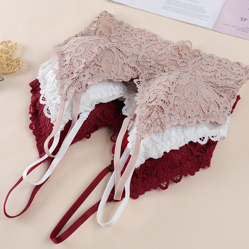 Sexy cabestrillo belleza espalda envuelta pecho superior Soporte push up inalámbrico chica ropa interior verano encaje sujetador entrega de una pieza