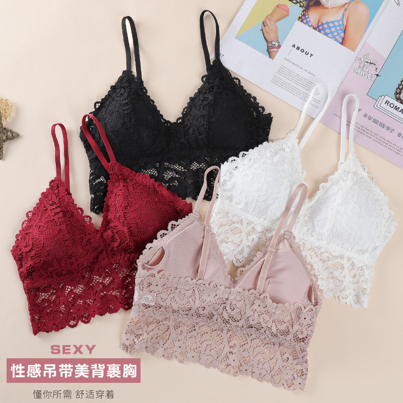 Sexy cabestrillo belleza espalda envuelta pecho superior Soporte push up inalámbrico chica ropa interior verano encaje sujetador entrega de una pieza