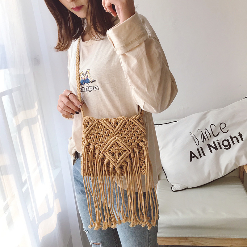 Beach ethnic woven one-shoulder bag