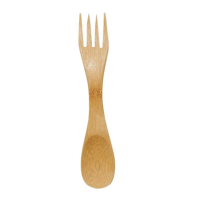 FUENTE fabricante personalizado bambú vajilla tenedor cuchara integrado gran mango largo hogar bambú Spork