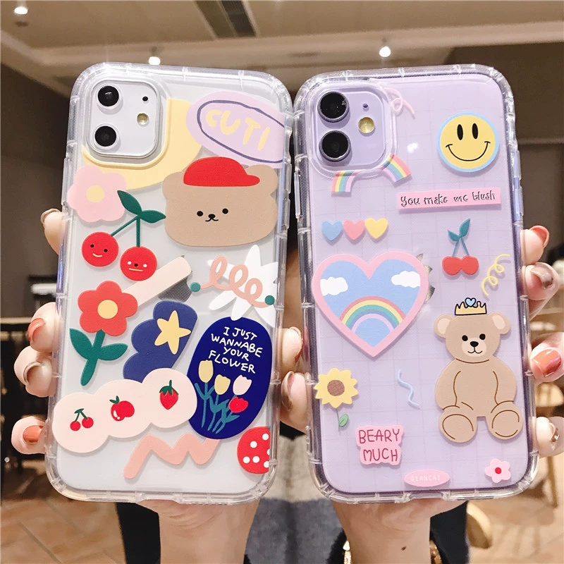 Apple, мультяшный совместимый iPhone 17, силиконовый чехол для телефона, с маленькими медведями, 17promax, iphone, для любимого
