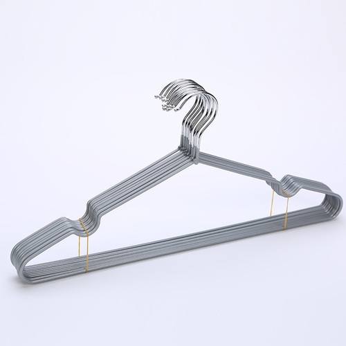 Wholesale stainless steel seamless clothes hangers, hotel household clothes hangers, children's grooves, non-slip clothes drying hanging, dipped plastic clothes hangers