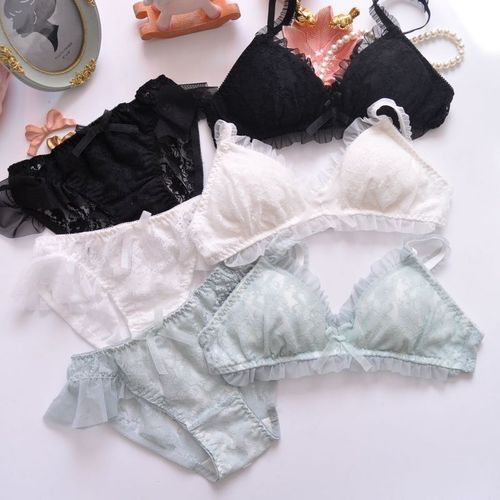 Thin Triangular Cup Bikini Underwear Without Wires, Comfortable Sleeping Bra, Casual Girls Bra Set Summer
