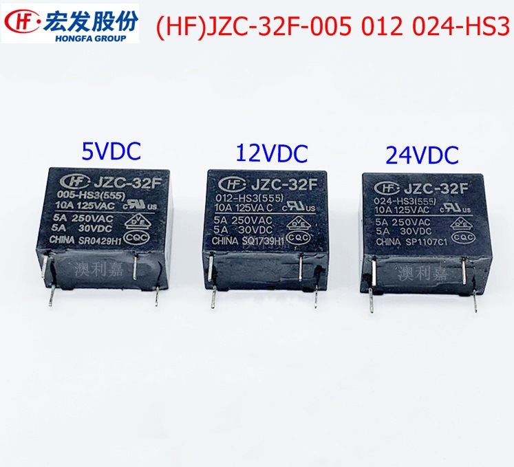 HonGFa Relay JZC HF 32F 33F-G-005 012 024-HS3 ZS3 Hs ZS 5V 12V
