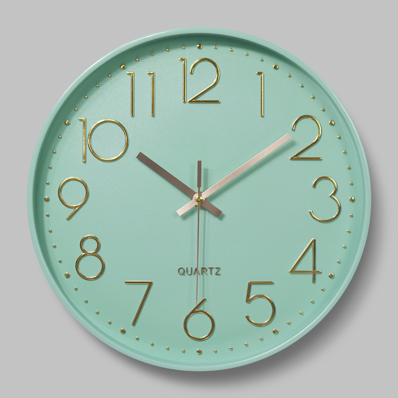 Plástico mudo Reloj de pared de moda creativa sala de estar tridimensional digital retro Reloj de pared al por mayor 12-pulgadas 30CM