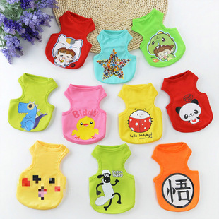 Factory Customized Pet Clothes Summer Cartoon Dog Clothes Vest Small Size Dogs Screen Printing Hot Stamping Offset Printing Vest