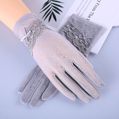 Women's 7071 Lace Ice Silk Bow Lace Touch Screen Summer Spring Outdoor UV Protection Sunscreen Gloves