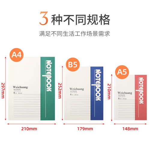 Wholesale A5 soft copy office business notepad A4 notebook student diary stationery practice B5 soft cover notebook