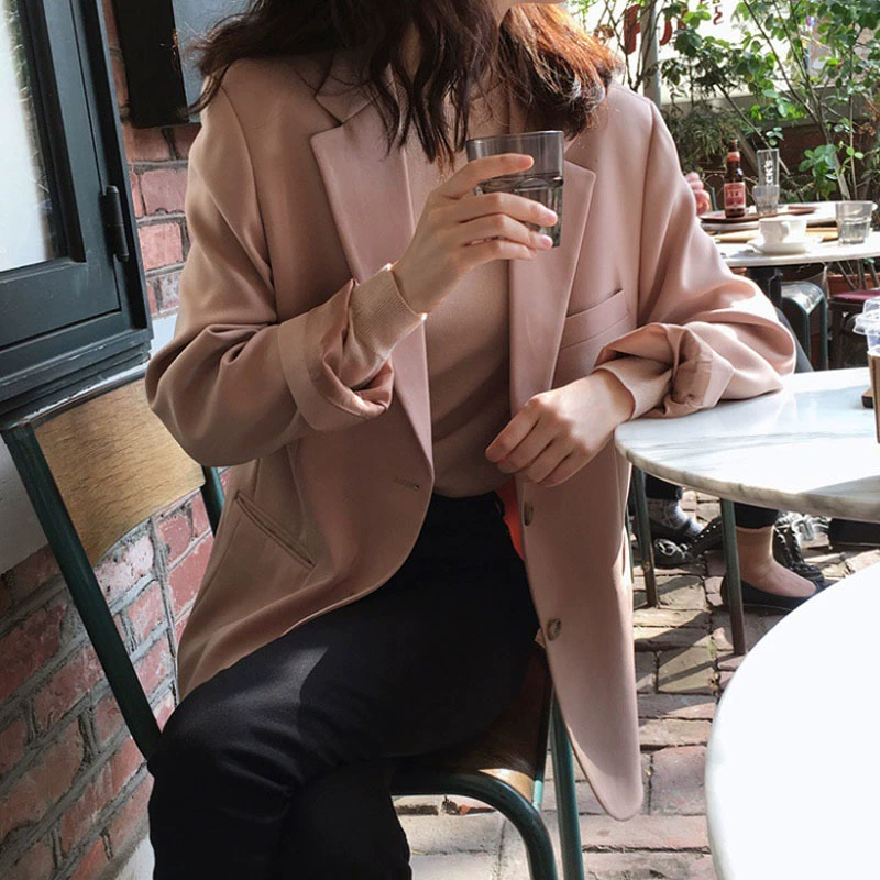 Весна и лето 2021 Новый пухлая девушка розовый маленький пиджак 200 кг Толстая сестра Иностранный стиль Южная Корея пиджак