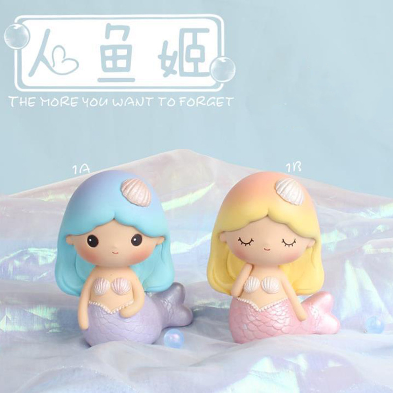 Baking Cake Decoration Mermaid Ji Mermaid Doll Decoration Fantasy Ocean Theme Girl's Birthday Card Plug-in