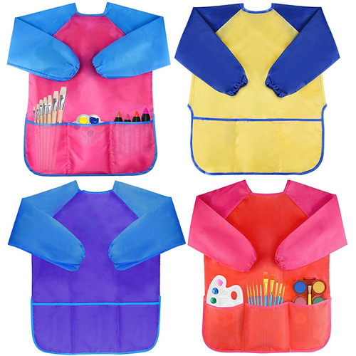M size children's art painting clothes children's anti-fouling reverse waterproof smock kindergarten eating apron bib wholesale