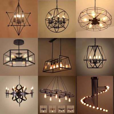 Retro nostalgic industrial style clothing store Internet coffee bar hot pot restaurant restaurant iron creative personality art Black Chandelier