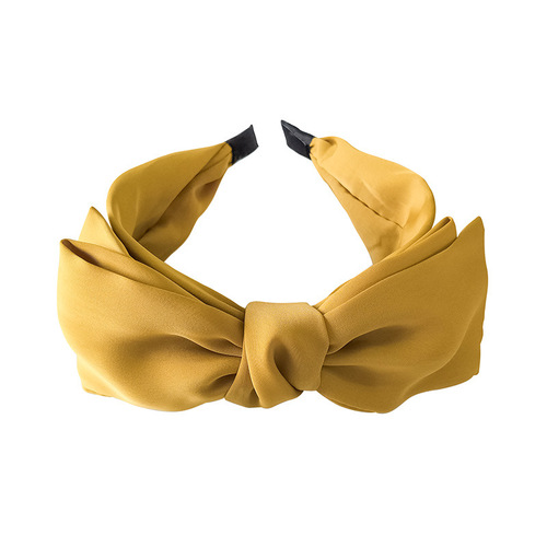 Korean hair accessories, simple and fashionable double-layer large bow headband, wide-brimmed hairpin, Korean style satin fabric headdress for women