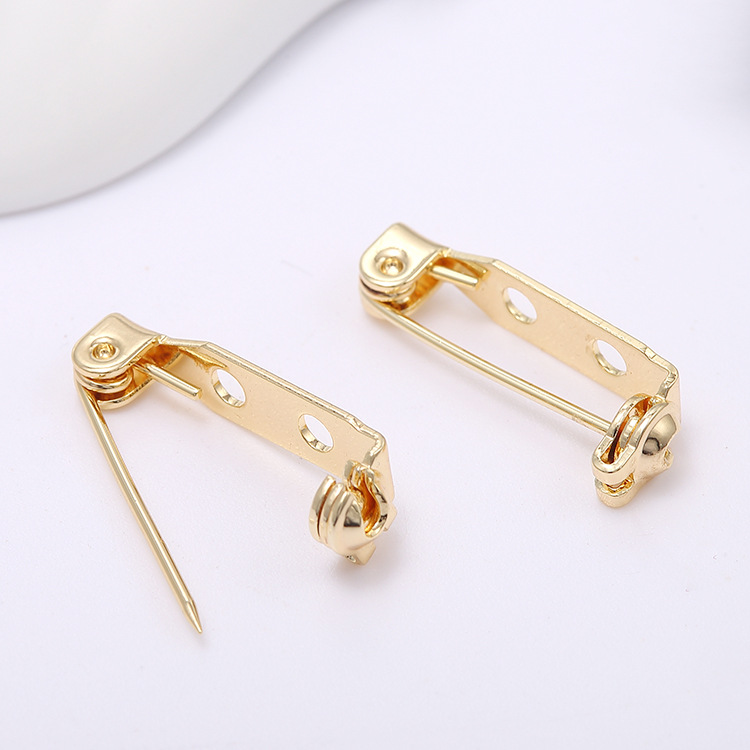 Zhongxing diy jewelry pin copper plated 14k real gold simple versatile handmade two hole spring brooch pin buckle pin material