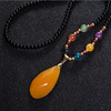 Ethnic pendant with tassels, retro necklace wax agate, sweater, ethnic style, wholesale