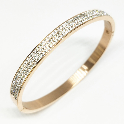 Stainless steel three-row diamond 18K gold titanium steel bracelet, Korean style stainless steel starry sky bracelet, direct factory sale