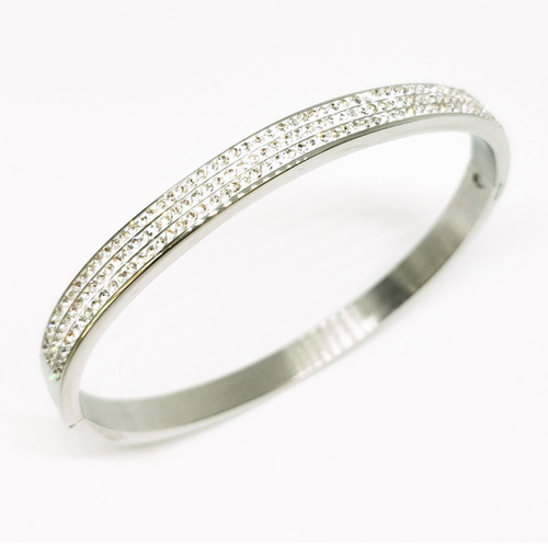 Stainless steel three-row diamond 18K gold titanium steel bracelet, Korean style stainless steel starry sky bracelet, direct factory sale