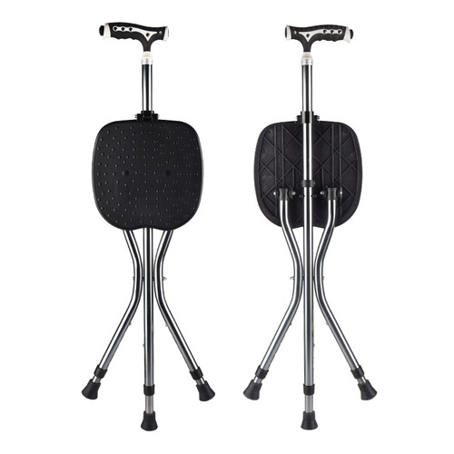 Aluminum elderly cane chair, tri-pedal cane stool with light, manufacturer wholesale and distribution