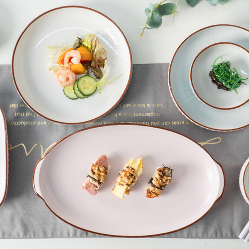 Ceramic bowl and plate set chopsticks home creative personalized noodle soup bowl eating bowl internet celebrity Japanese tableware ins style wholesale