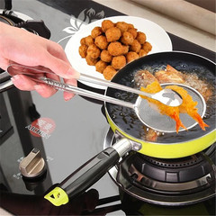 High-temperature resistant stainless steel deep-frying tongs multifunctional bread tongs deep-fried chicken leg chicken cutlet tongs filter screen tongs kitchen tool