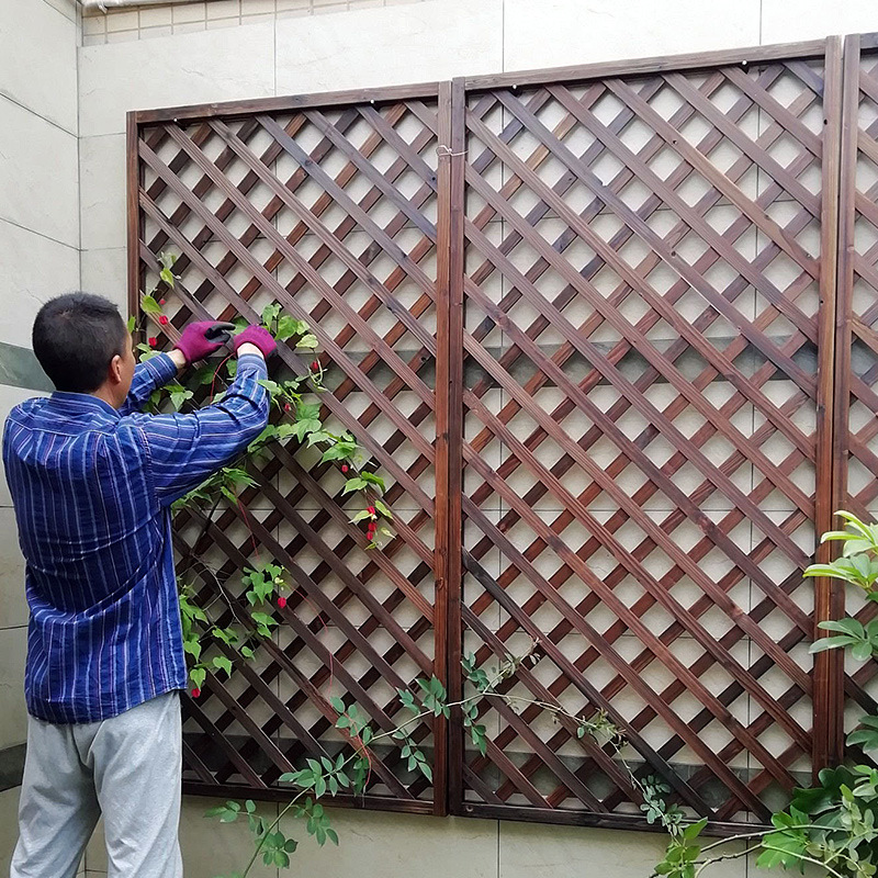 Modern Simple Style Climbing Pergola, Anti-Corrosion, Carbonized Wooden Fence, Reinforced Framed Mesh Flower Stand, Direct Supply from the Manufacturer