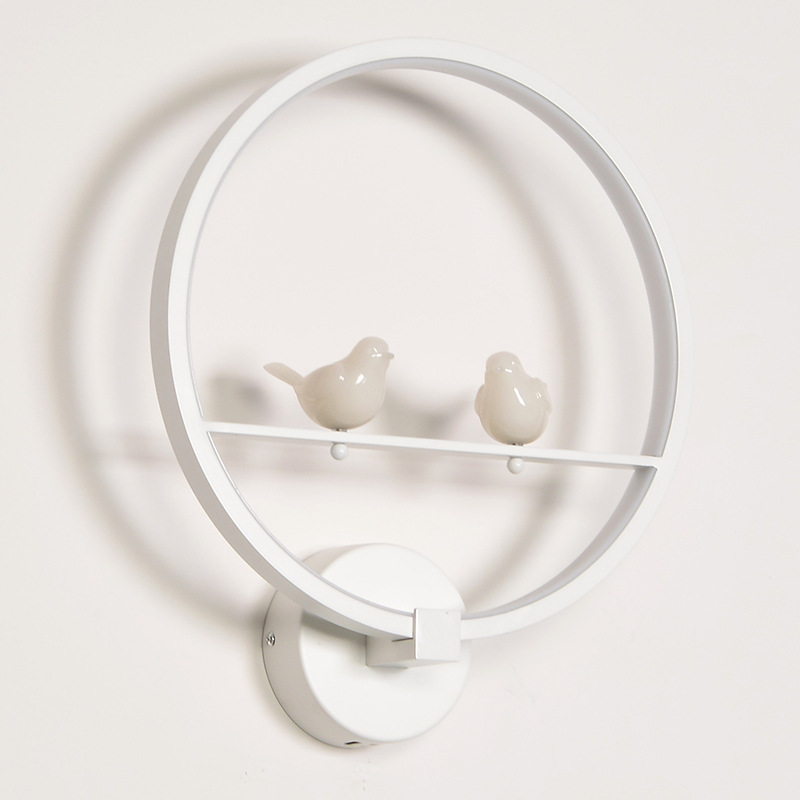 2 pájaros LED anillo lámpara de pared dormitorio lámpara Simple interior sala de estar iluminación de la escalera Comercio exterior europeo y americano lámpara de pared