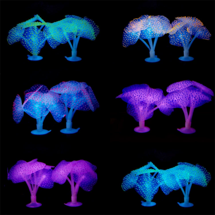 Aquarium decor, fluorescence realistic coral silicone aquatic plants