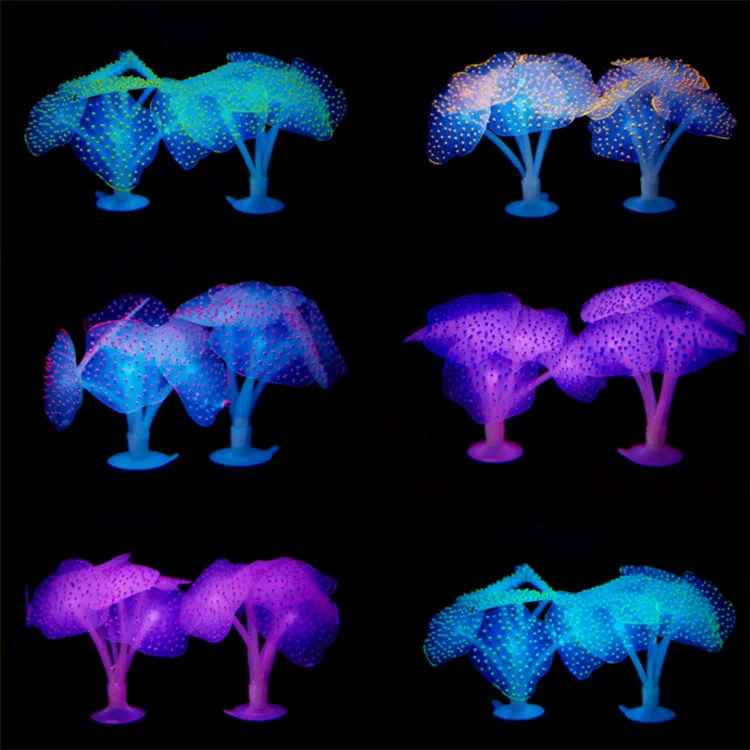 Aquarium decor, fluorescence realistic coral silicone aquatic plants