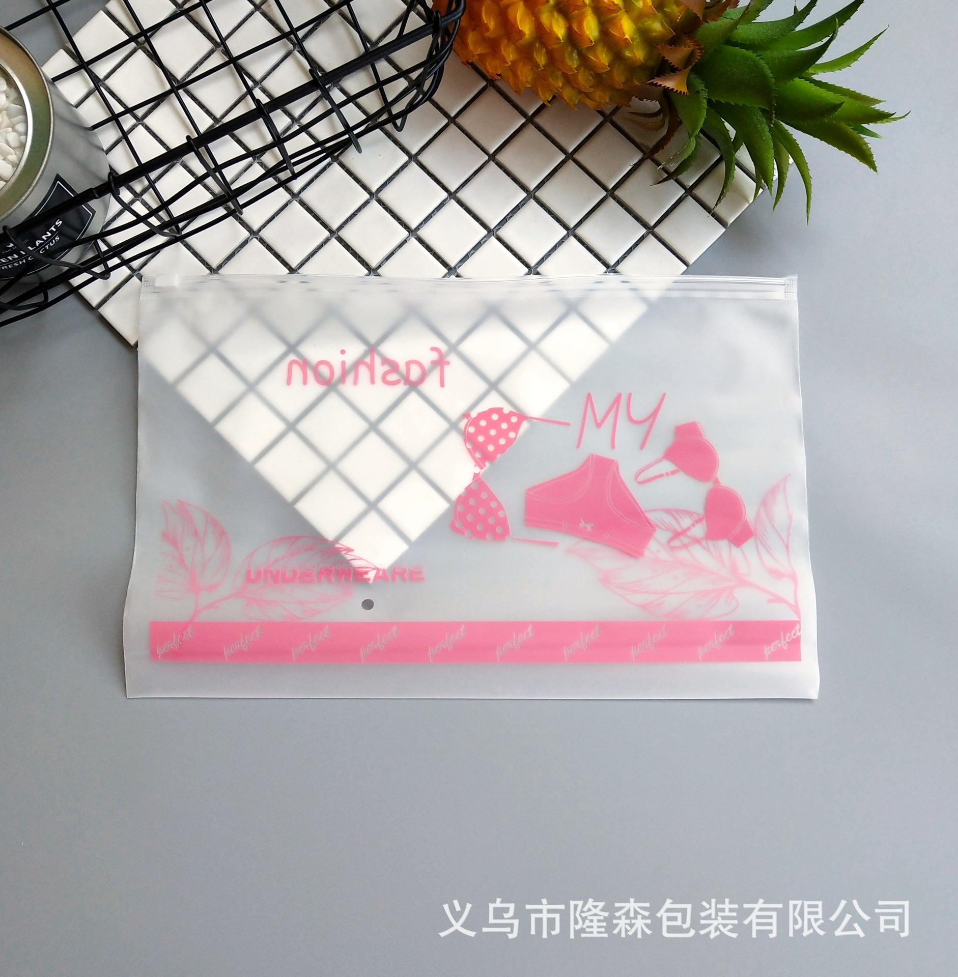 서리 31*21 핑크 흰색 지퍼